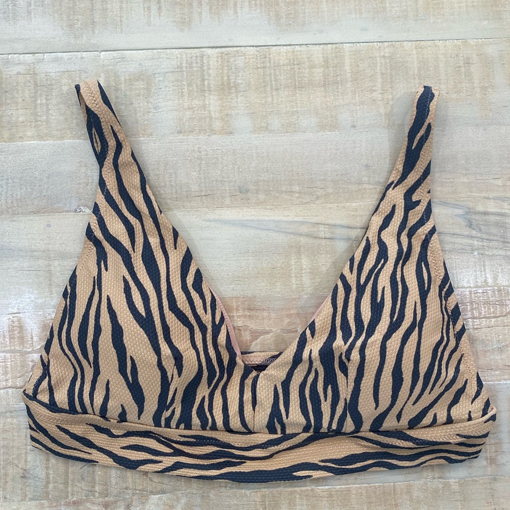 Aerie Zebra Print Pull On Triangle Scoop Bikini T… - image 4
